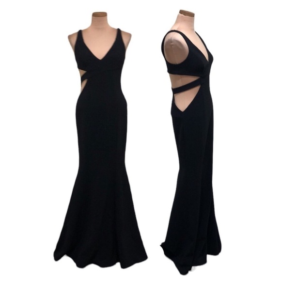 Jay Godfrey Formal Maxi Dress Size 4 Black Cutout Gown - Picture 1 of 11